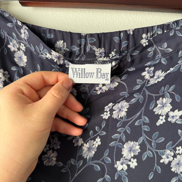 Willow Bay Blue Floral Skirt With Side Zip and Button Sheer Slip Dark Cottage - Picture 4 of 4